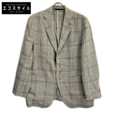 Belvest　ベルベスト　美品 G10647 チェック ヘンプ×ウール JACKET IN THE BOX 3Bジャケット　50のサムネイル