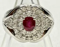 Pt900 天然ルビー/天然ダイヤモンド(検査石のみ) 060 039の刻印有 リング 8.5号 8.5g H0.5×W0.4cm ソーティング付のサムネイル