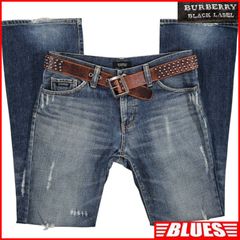 BURBERRY BLACK LABE 廃盤 バーバリーブラックレーベル ジーンズ デニム W31 ブーツカット ノバチェック ハードダメージ加工 刺繍 メンズ バーバリー_ウエスト83cmから87cm一覧←SEULB屋着古← HS778のサムネイル