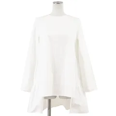 【SALE】YOKO CHAN ヨーコチャン ブラウス サイズ 38 レディース バックティアード クルーネック アシンメトリー ロングスリーブ 長袖 コットン100％ チュニック トップス ホワイト 白 日本製 YCB-121-247のサムネイル