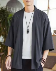 (新品) 夏 メンズ カーディガン 7分袖 リネン 半袖 ジャケット 100のサムネイル