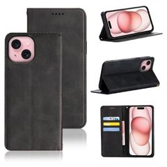 iPhone15 케이스 수첩형 스마트폰 케이스 PU 레더 TPU 카드 수납 지갑형 마그넷 스탠드 기능 내충격