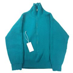 YOKE 3/4 FRONT ZIP HIGHNECK RIB SWEATER PEACOCK 3 YK23FW0591S フロントジップハイネックリブセーター ピーコック