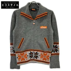 HYSTERIC GLAMOUR　ヒステリックグラマー　グレー×オレンジ ノルディック柄 ジップニットジャケットのサムネイル