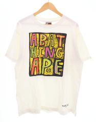 アベイシングエイプ A BATHING APE 00s 初期タグ Happy Mondays Style Tee ロゴ 両面 プリント 半袖 シングルステッチ L Tシャツ ホワイト Lサイズ 103MT-5067