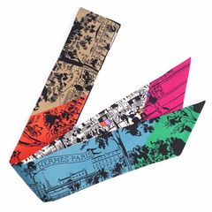 エルメス PANOPLIE パノプリ 8CM シルク100％ マルチカラー MARINE
