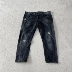 36 DSQUARED2 ケニー ダメージ ツイスト ジーンズ パンツ ブラックデニム 52のサムネイル