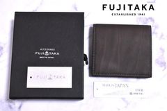 フジタカ 定価22000円 黒高級カーフレザー小銭入れ カードケース パス