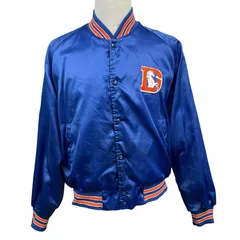vintage ヴィンテージ NFL/エヌエフエル ブロンコス スタジャン ナイロンジャケット サテン アウター ワンポイント刺繍 ブルーのサムネイル