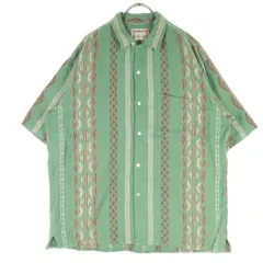 JOURNAL STANDARD ジャーナルスタンダード SOMANI FABRICS ストライプ柄 半袖 コットンシャツ L グリーン メンズ 古着のサムネイル
