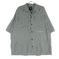 美品 G-STAR RAW ジースターロウ ストライプ柄 5分袖 オープンカラー コットンシャツ L グレー メンズ 古着のサムネイル