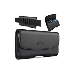 [신품] PiTau 홀스터 iPhone SE, 8, 7, 6s, 6 용, 프리미엄 휴대 전화 벨트 홀더 케이스, 클립 루프 ID 카드 캐리 파우치 커버, (케이스 첨부 Apple 휴대 전화에 피트) 블랙 스몰