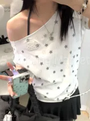 即納キューピー・タオ・オフTシャツ - Tシャツ オフショルダー アシンメトリー 星 フリル キューピド 천のサムネイル