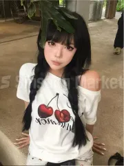 迅速発送 チェリーオフT - Tシャツ 半袖 チェリー オフショルダー アシンメトリー タイダイ染めのサムネイル