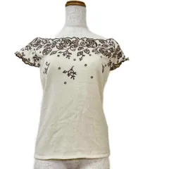 49アベニュー ジュンコシマダ 49AV. junko shimada ニット セーター ウール 38 アイボリー オフショルダー 花柄刺繍 半袖/ST ■ECA004のサムネイル