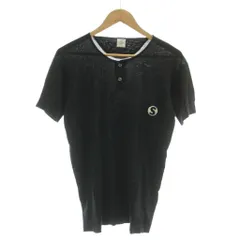 ジョンスメドレー JOHN SMEDLEY カットソー M 黒 ブラック ヘンリーネック 半袖 ロゴ刺繍 /DU5のサムネイル