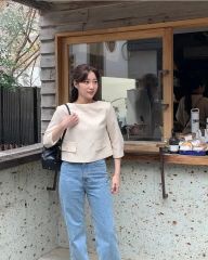 elu. Aurora blouse エル ツイード ネイビー - メルカリ