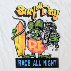 【 RATFINK（ ラットフィンク ) 】『 RACE ALL NIGHT 』Tシャツ / WHITE〚アメリカン雑貨 アメトイ〛のサムネイル