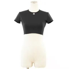 【新品同様】CHANEL シャネル 水着 カットソー 1995SS 95P P05010 ランウェイ フィナーレ着用 水着 スイムウエア トップス COCOマーク 半袖 レディース サイズ 40 ブラック 黒 フランス製 カール ラガーフェルド期のサムネイル