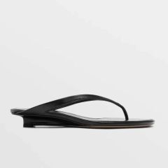 Massimo Dutti レザー トングサンダル ブラック 37 - メルカリ
