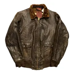 50s U.S. Navy G-1 Flight Jacket Goat Skin Mouton Collar Vintage/ 50年代製 USネイビー ゴードスキン 襟裏usn ステンシル レザージャケット 短丈 【F572】のサムネイル