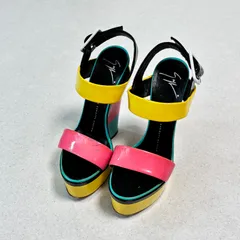 GIUSEPPE ZANOTTI DESIGN ジュゼッペ・ザノッティ マルチカラー プラットフォーム 厚底 サンダル エナメル イタリア製 23.0 23.5のサムネイル