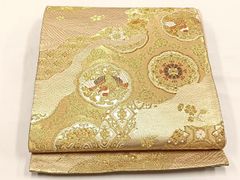 平和屋着物◎六通柄袋帯 唐織 花鳥文 プラチナ箔二重織 正絹 逸品