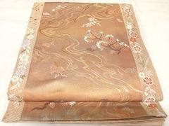 平和屋着物◎六通柄袋帯 唐織 花鳥文 プラチナ箔二重織 正絹 逸品