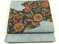 平和屋着物◎六通柄袋帯 唐織 花鳥文 プラチナ箔二重織 正絹 逸品