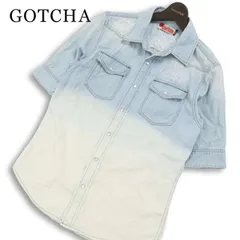 GOTCHA ガッチャ 春夏★ 半袖 ロゴ刺繍 グラデーション ウォッシュ加工 デニム ウエスタン シャツ Sz.M メンズ サーフのサムネイル