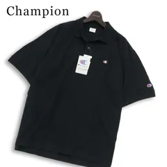 【新品 未使用】 Champion チャンピオン 春夏★ 半袖 鹿の子 ロゴ刺繍 ポロシャツ 大きいサイズ 特大 Sz.4L メンズ 黒のサムネイル