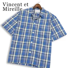 Vincent et Mireille ヴァンソンエミレイユ 春夏★ 半袖 チェック シャツ 日本製 Sz.42 メンズ 大きいサイズのサムネイル