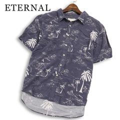 ETERNAL 備中倉敷工房 倉 エターナル 春夏★ レーヨン 半袖 総柄 リゾート柄 アロハ シャツ 日本製 Sz.L メンズ