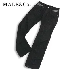 MALE&Co. タカキュー 通年★ ストレッチ ダイヤ柄 切替 スリム デニム パンツ ジーンズ Sz.M メンズ 黒のサムネイル
