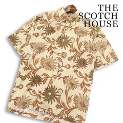 THE SCOTCH HOUSE スコッチハウス 春夏★ インド綿 半袖 花柄 総柄 ボタニカル柄 ボタンダウン シャツ Sz.M メンズ