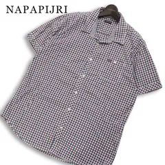 NAPAPIJRI ナパピリ 春夏★ 半袖 チェック ワッペン シャツ 大きいサイズ Sz.XXL メンズのサムネイル