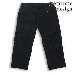 semantic design セマンティック デザイン 春夏 ウエストデザイン ストレッチ ヘリンボーン アンクル パンツ Sz.M メンズ 黒のサムネイル