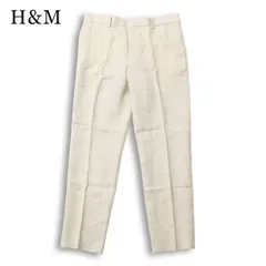【新品 未使用】 H&M エイチ＆エム 春夏★ 麻100％ リネン スリムフィット テーパード スラックス パンツ Sz.48 メンズのサムネイル