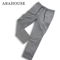 ABAHOUSE アバハウス 春夏★ COOL DRYMAX ストレッチ ストライプ スリム イージー スラックス パンツ Sz.44 メンズ グレーのサムネイル