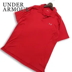 UNDER ARMOUR アンダーアーマー 春夏★ 半袖 ロゴ刺繍 リップストップ ポロシャツ 大きいサイズ Sz.XL メンズ 赤 ゴルフのサムネイル