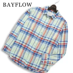 BAYFLOW ベイフロー 春夏★ 長袖 チェック パームツリー刺繍 シャツ Sz.4 メンズのサムネイル