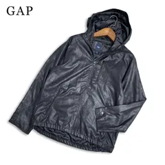 GAP ギャップ 通年★ フェイク レザー ジップ フーディー パーカー ブルゾン ジャケット Sz.M レディース 黒のサムネイル