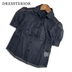 DRESSTERIOR ドレステリア 春夏★ 半袖 シースルー フリル ブラウス 日本製 Sz.36 レディース 黒のサムネイル