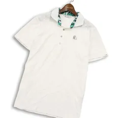 and per se アンパスィ ゴルフ 春夏★ ロゴワッペン ボタニカル リーフ 総柄 半袖 ポロシャツ Sz.L メンズ 白のサムネイル