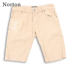 Norton ノートン 春夏★ ロゴ刺繍 千鳥柄 ハーフ ショート パンツ Sz.S メンズ バイクのサムネイル