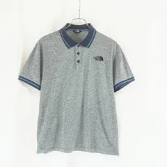 THE NORTH FACE ザ・ノース・フェイス 半袖 ポロシャツ XL 105 メンズ グレー ブルー ロゴ アウトドアのサムネイル