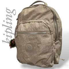 【MY0861】kipling キプリング バックパック リュックサック ベージュ ナイロン ゴリラチャーム ユニセックス デイパックのサムネイル
