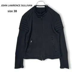 ジョンローレンスサリバン JOHNLAWRENCESULLIVAN 日本製 綿 中綿 スウェット ライダース ジャケット ブルゾン スタンドカラー ジップ パッド バイカー 黒 ブラック 38 ユニセックス モード ストリート ロック バイクのサムネイル