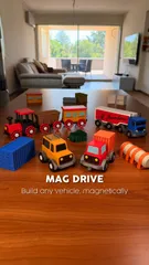 【磁石内蔵！すぐ遊べる】MAG DRIVE 磁石で合体するミニカー＆列車 45点セットのサムネイル