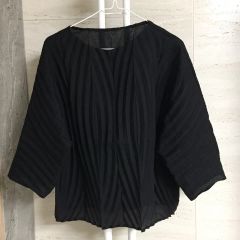 ISSEY MIYAKE FETEイッセイミヤケ半袖プリーツプルオーバーブラウス 